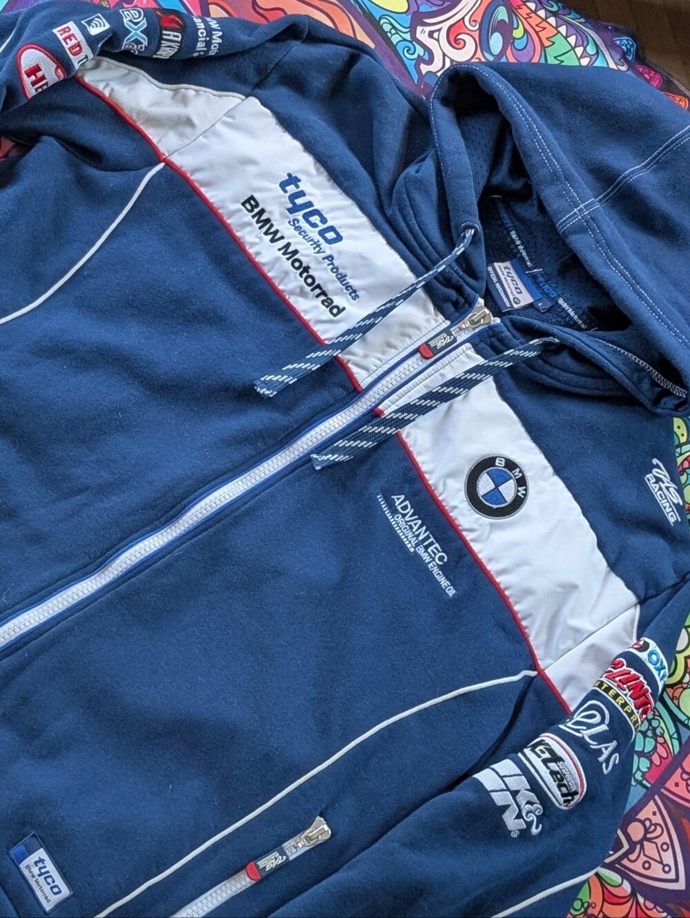 BMW Tyco Motorrad Racing Clinton Enterprises Full Zip Hoodie Size L Vtg Rare